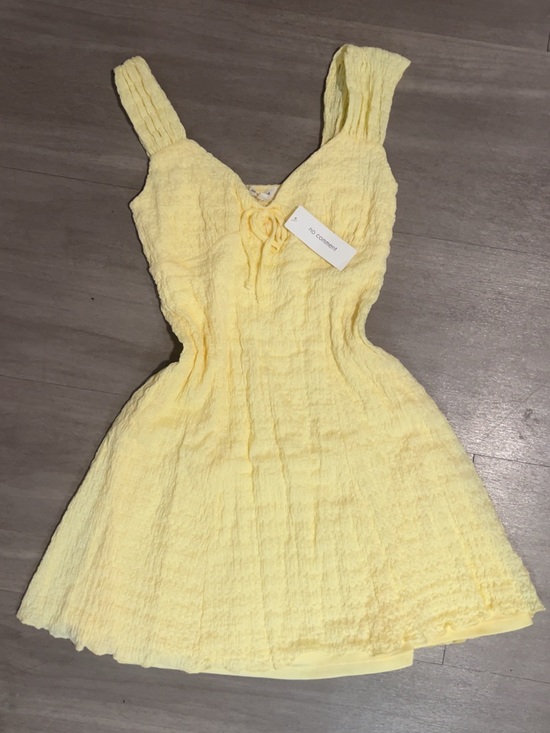 No Comment Dresses & Skirts - Yellow Textured A-Line Summer Dress